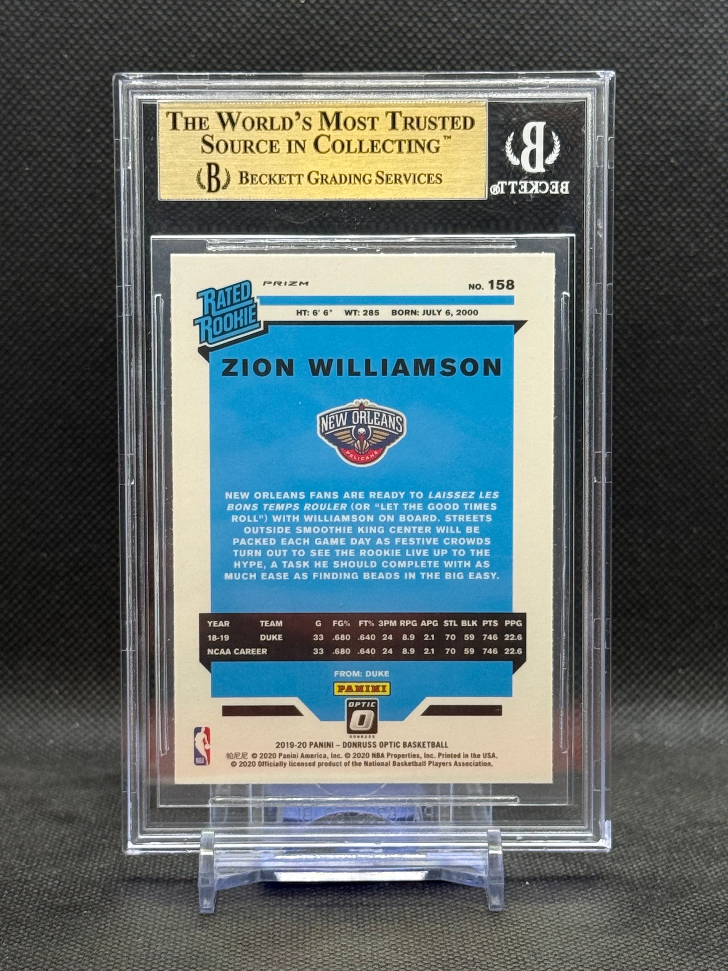 2019-20 Donruss Optic Holo #158 Zion Williamson RR BGS 9.5