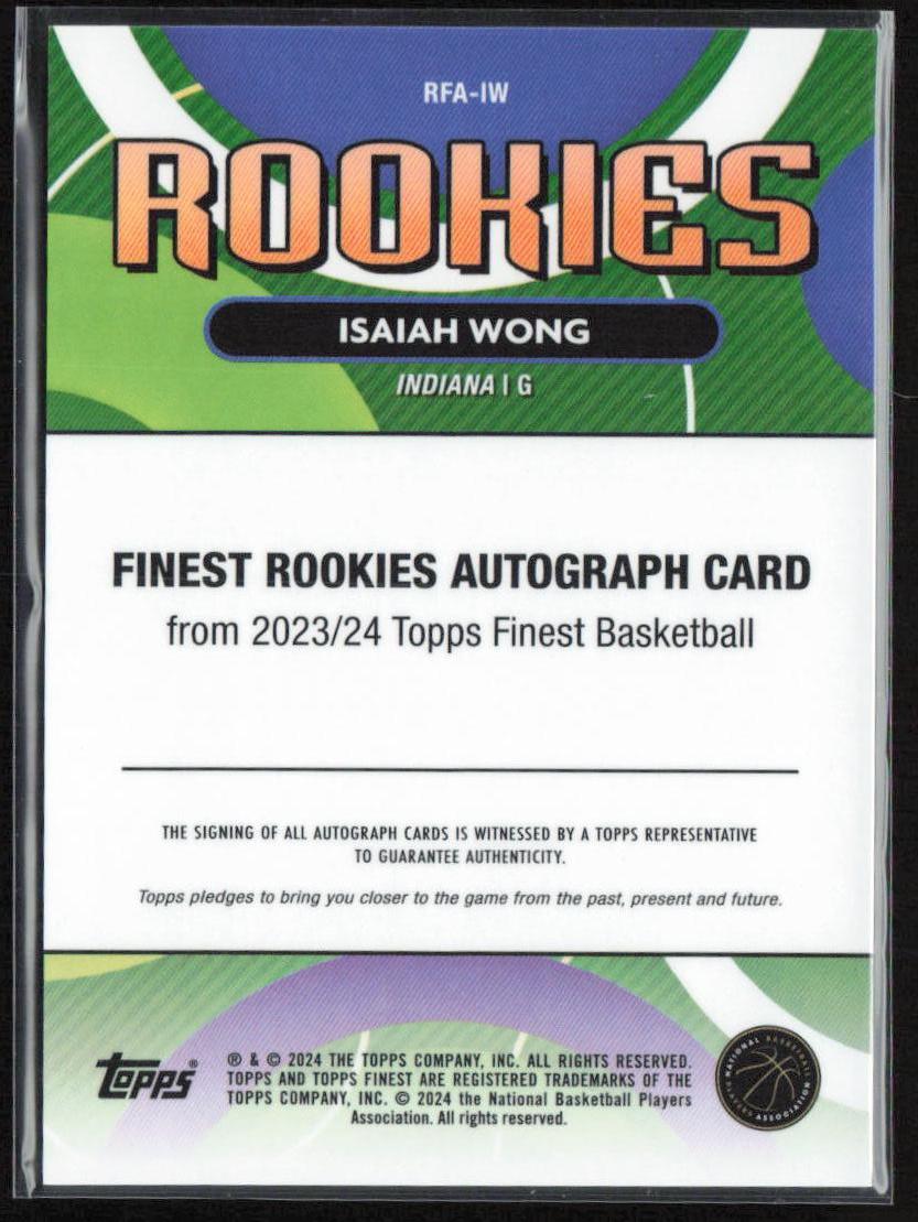 2023-24 Finest #RFA-IW Isaiah Wong Rookie Finest Autographs