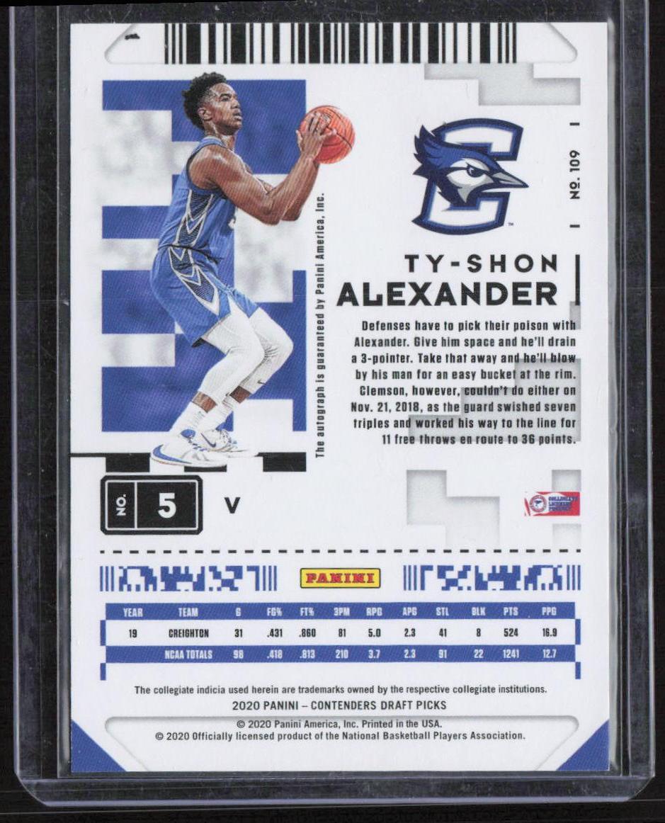 2020 Panini Contenders Draft Picks #109 Ty-Shon Alexander Game Ticket Red
