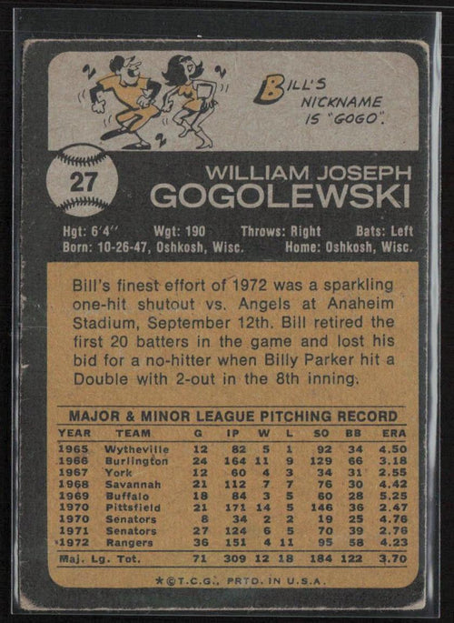 1973 Topps #27 Bill Gogolewski
