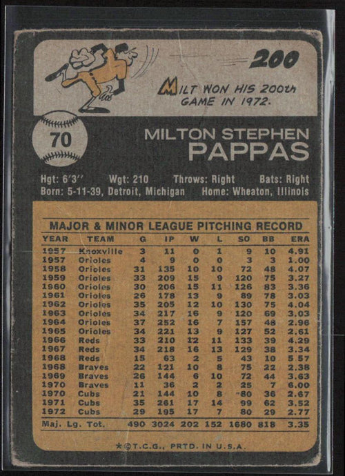 1973 Topps #70 Milt Pappas