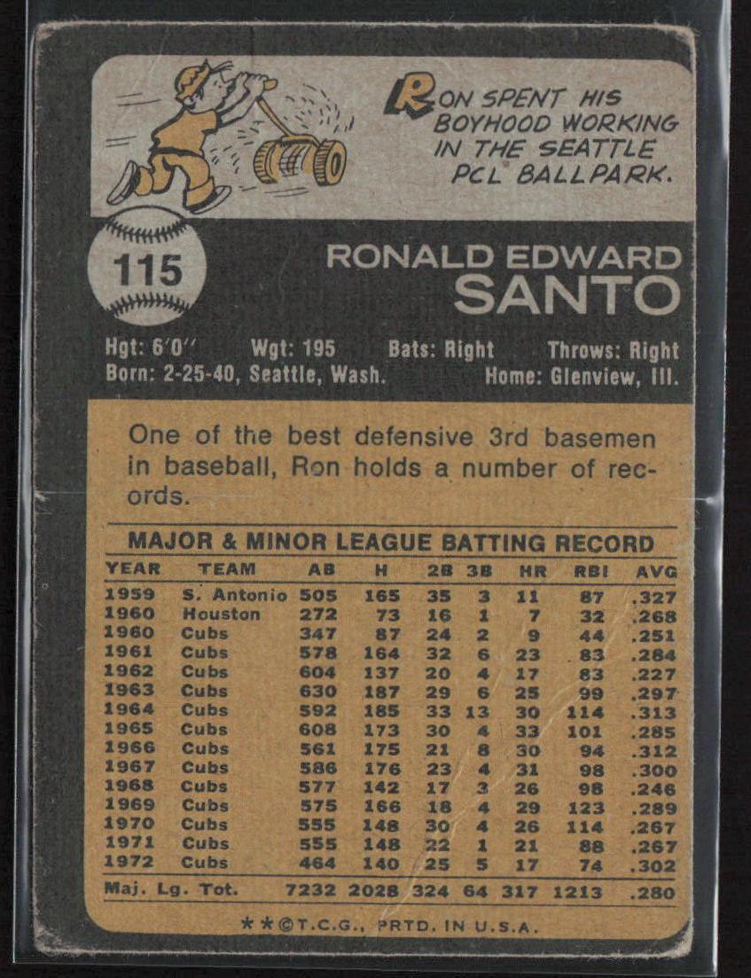 1973 Topps #115 Ron Santo