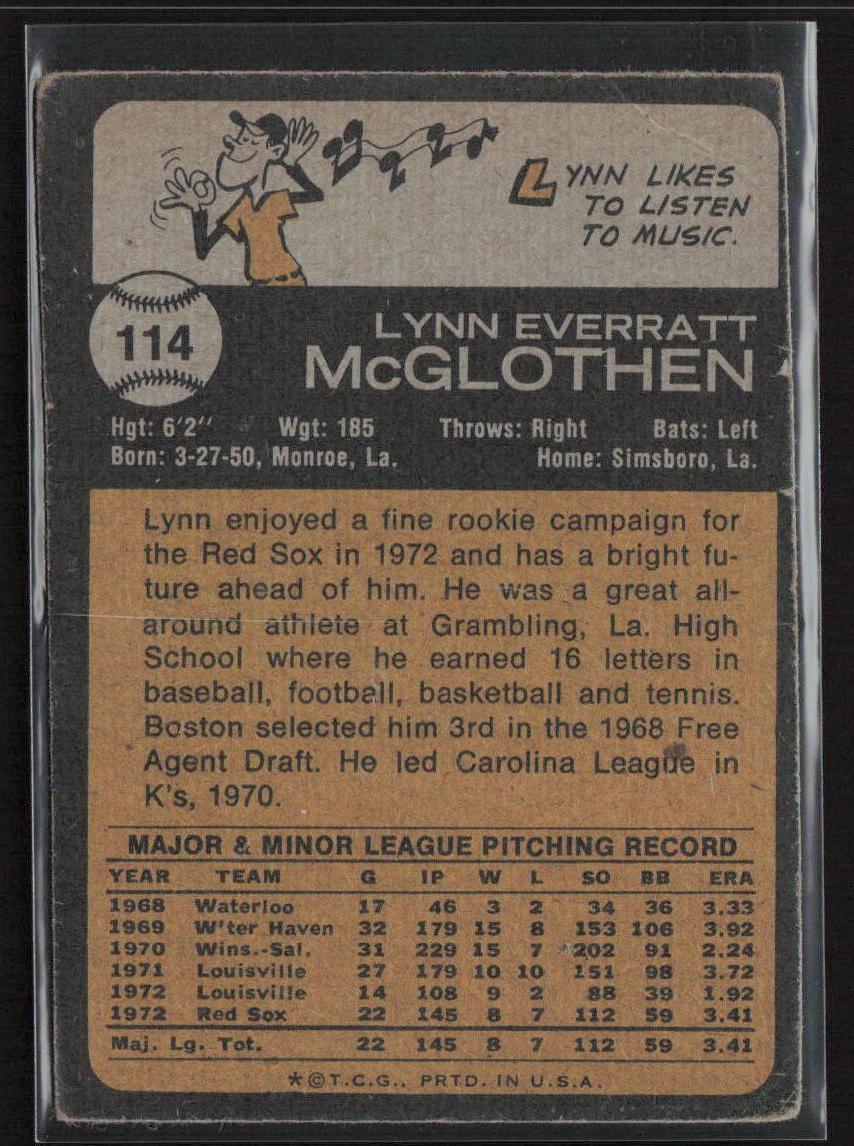 1973 Topps #114 Lynn McGlothen