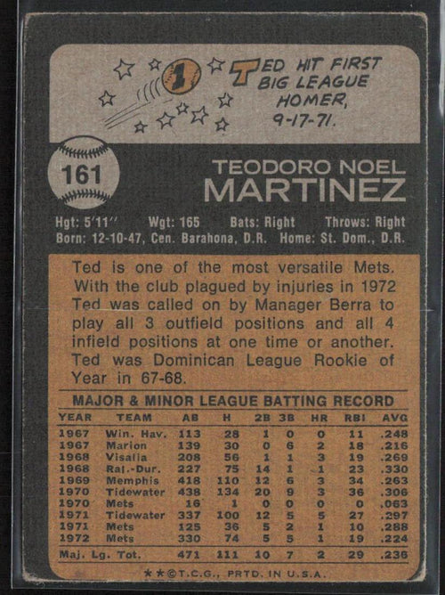1973 Topps #161 Ted Martinez