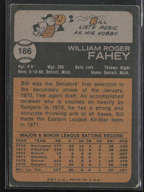 1973 Topps #186 Bill Fahey