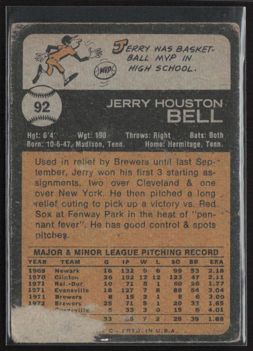 1973 Topps #92 Jerry Bell
