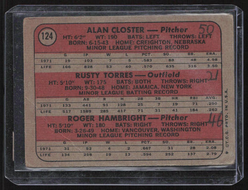 1972 Topps #124 Yankees 1972 Rookie Stars (Closter / Torres / Hambright) RS, RC