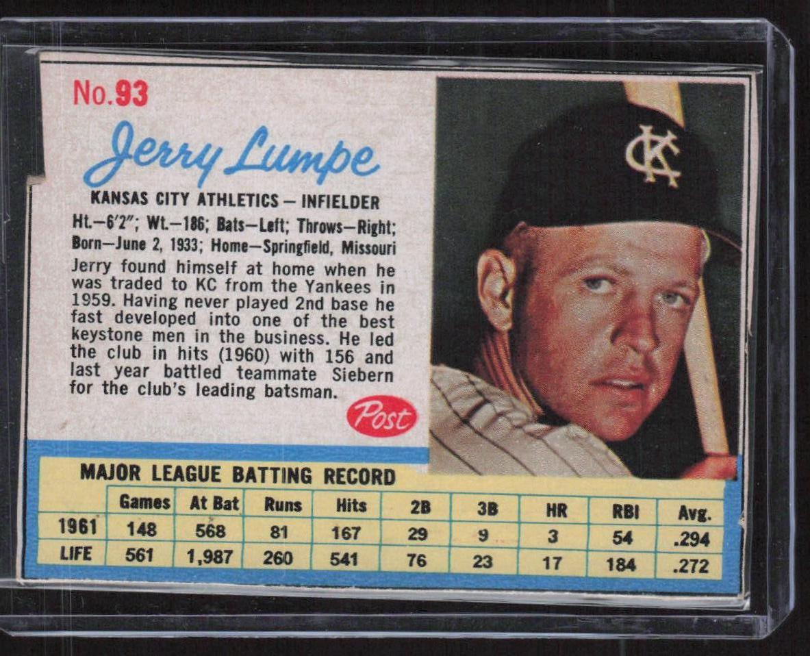 1962 Post Cereal #93 Jerry Lumpe