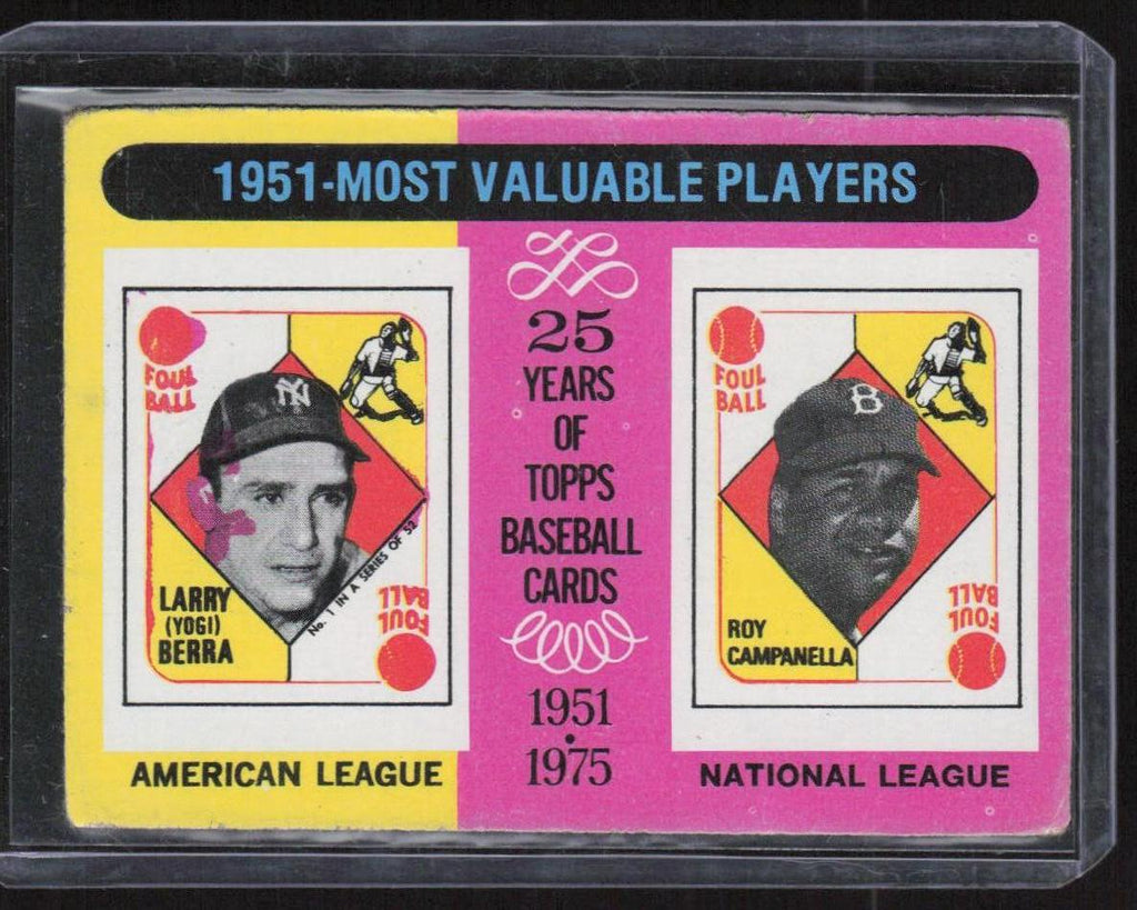 1975 Topps #189 1951 MVPs (Yogi Berra / Roy Campanella) MVP