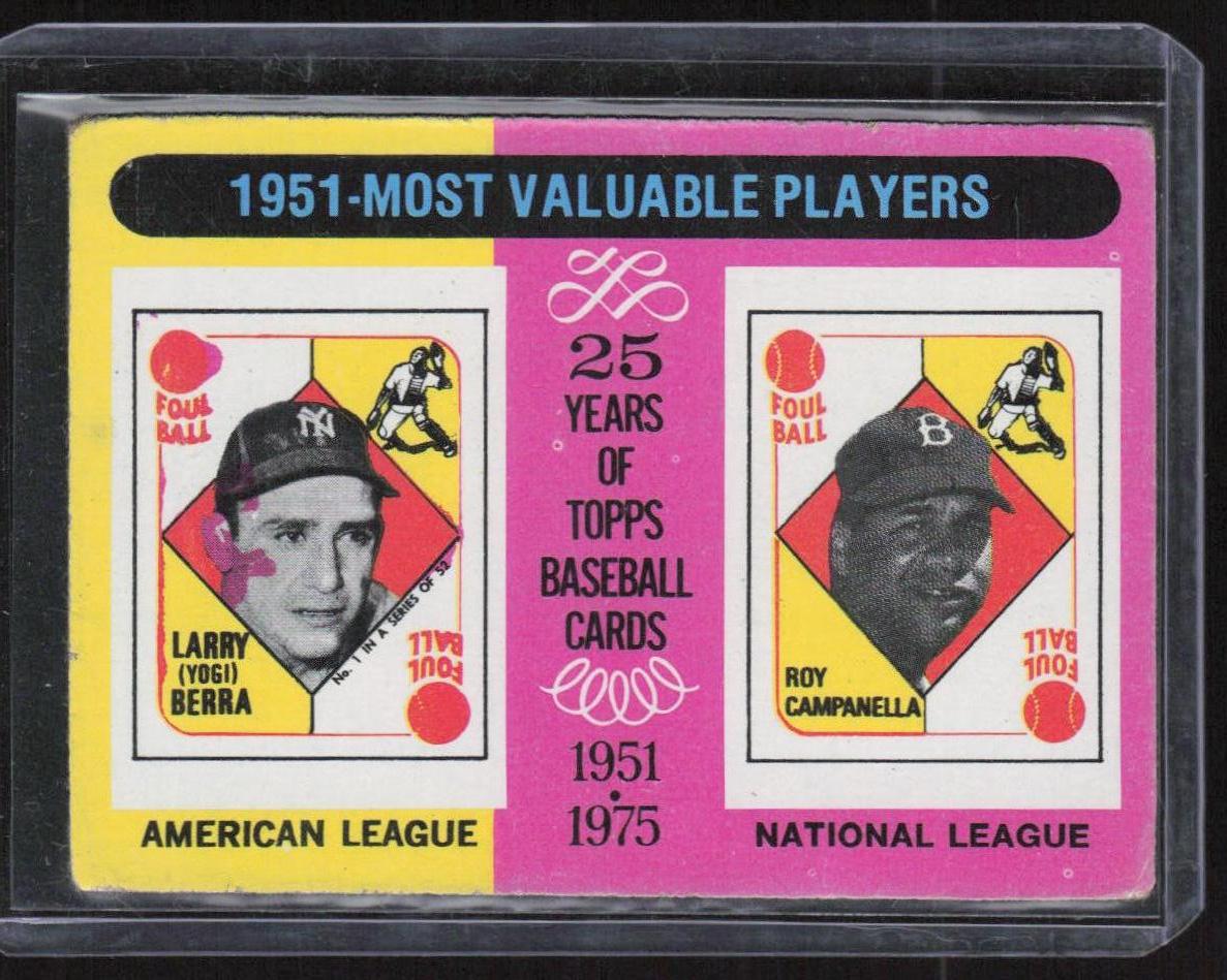 1975 Topps #189 1951 MVPs (Yogi Berra / Roy Campanella) MVP
