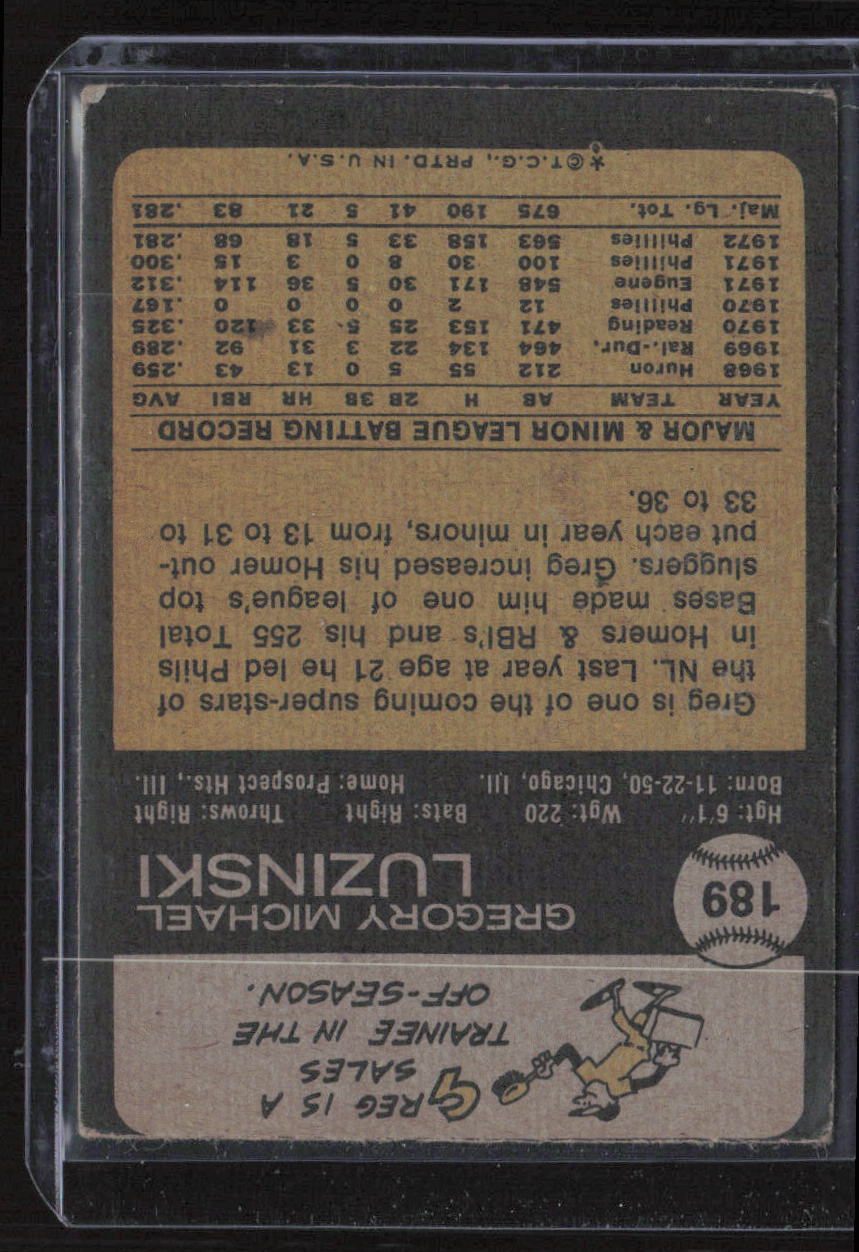 1973 Topps #189 Greg Luzinski