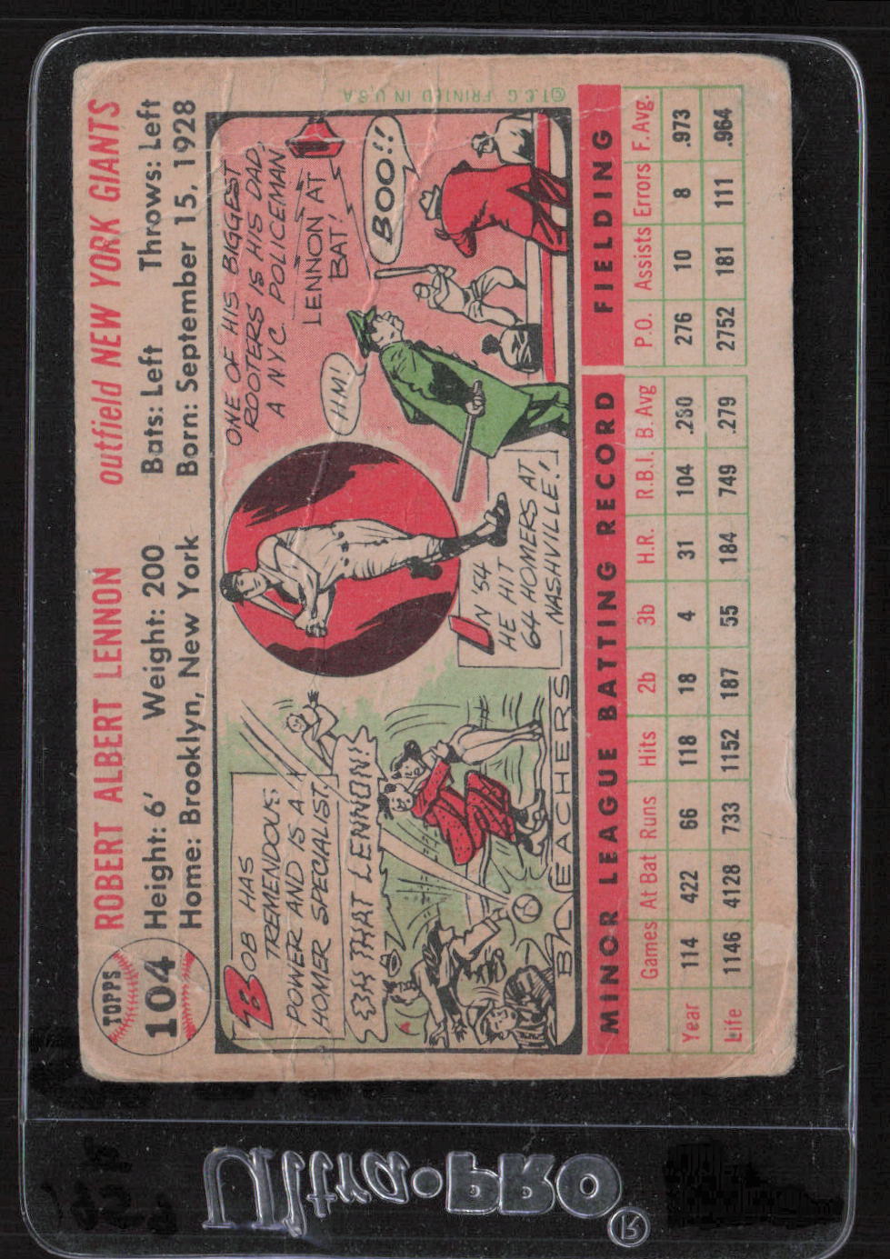 1956 Topps #104 Bob Lennon