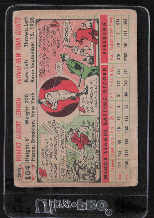 1956 Topps #104 Bob Lennon