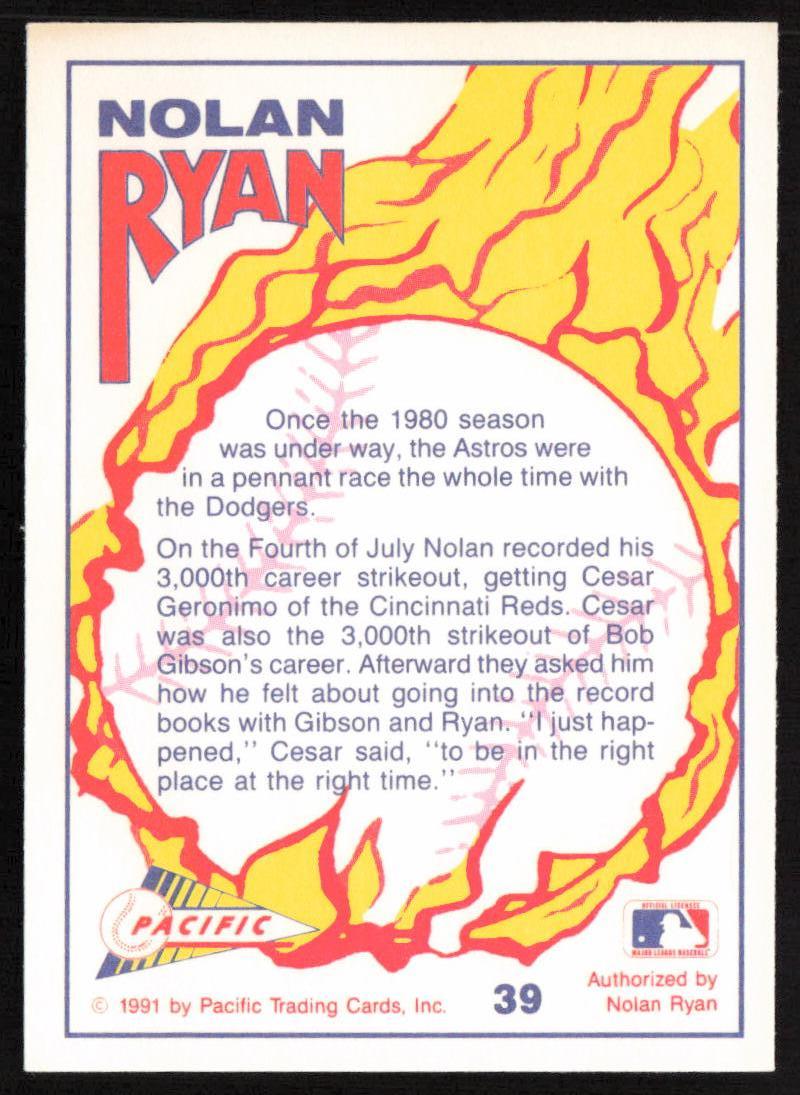 1991 Pacific Nolan Ryan Texas Express I #39 Nolan Ryan