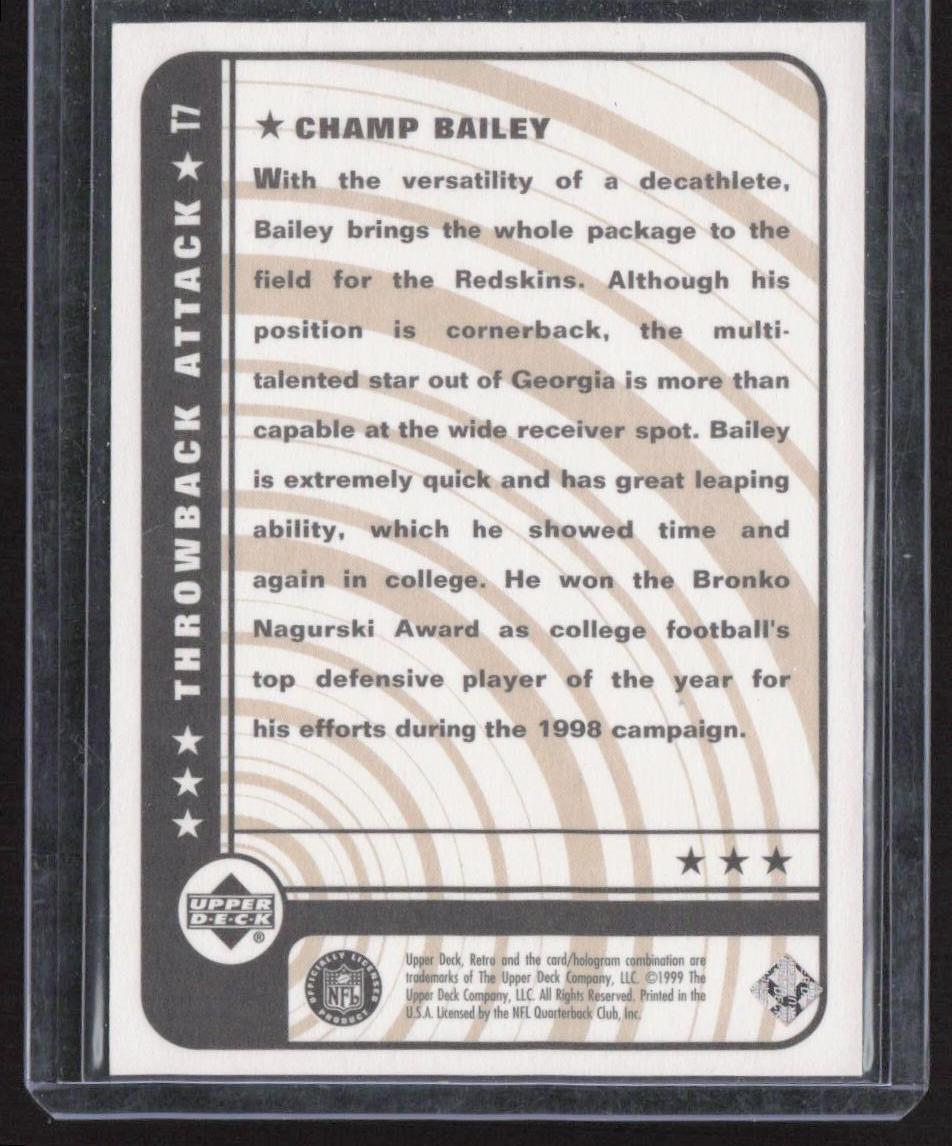 1999 Upper Deck Retro #T7 Champ Bailey Throwback Attack