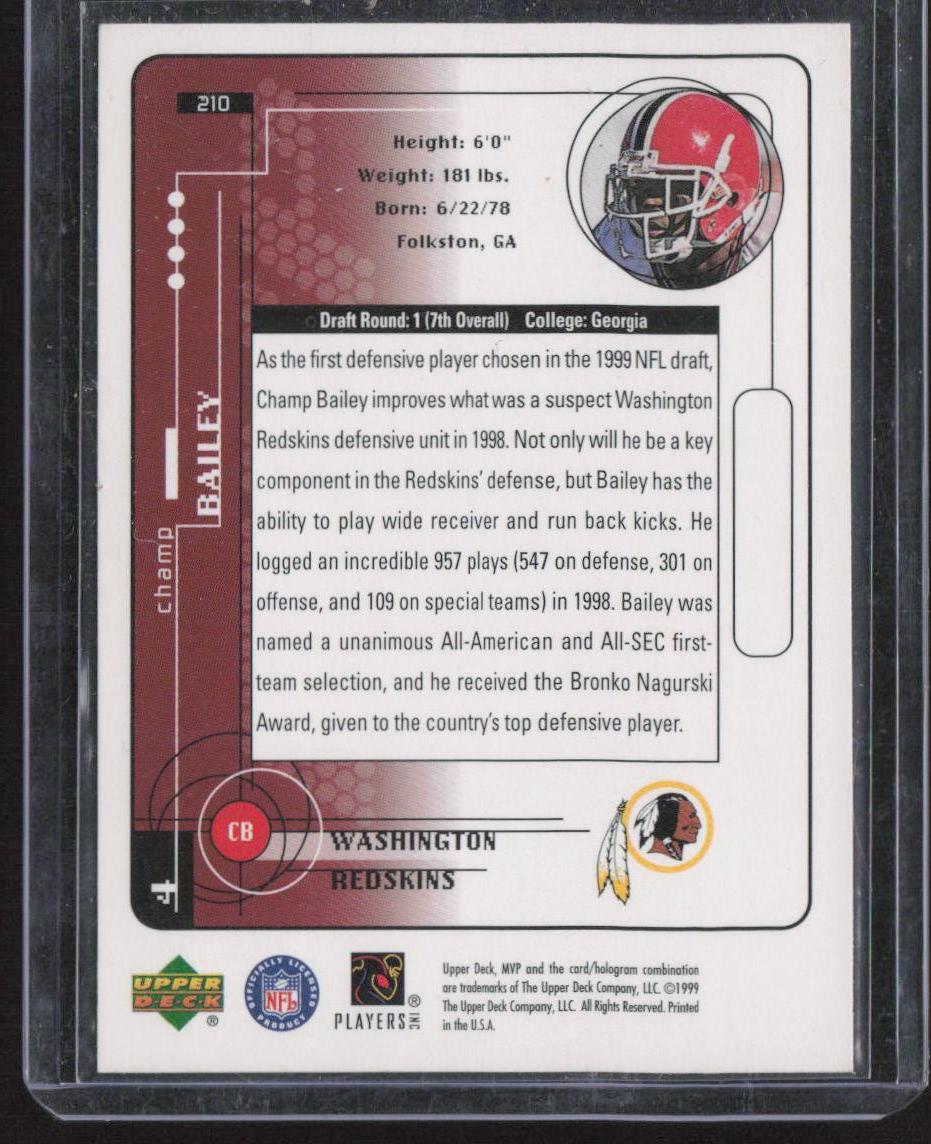 1999 Upper Deck MVP #210 Champ Bailey