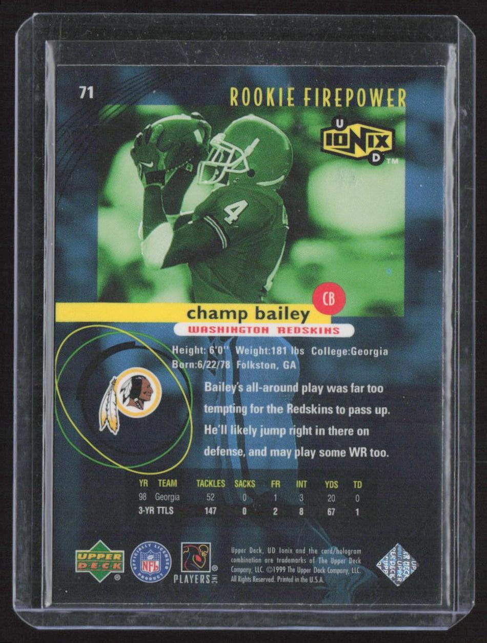 1999 UD Ionix #71 Champ Bailey
