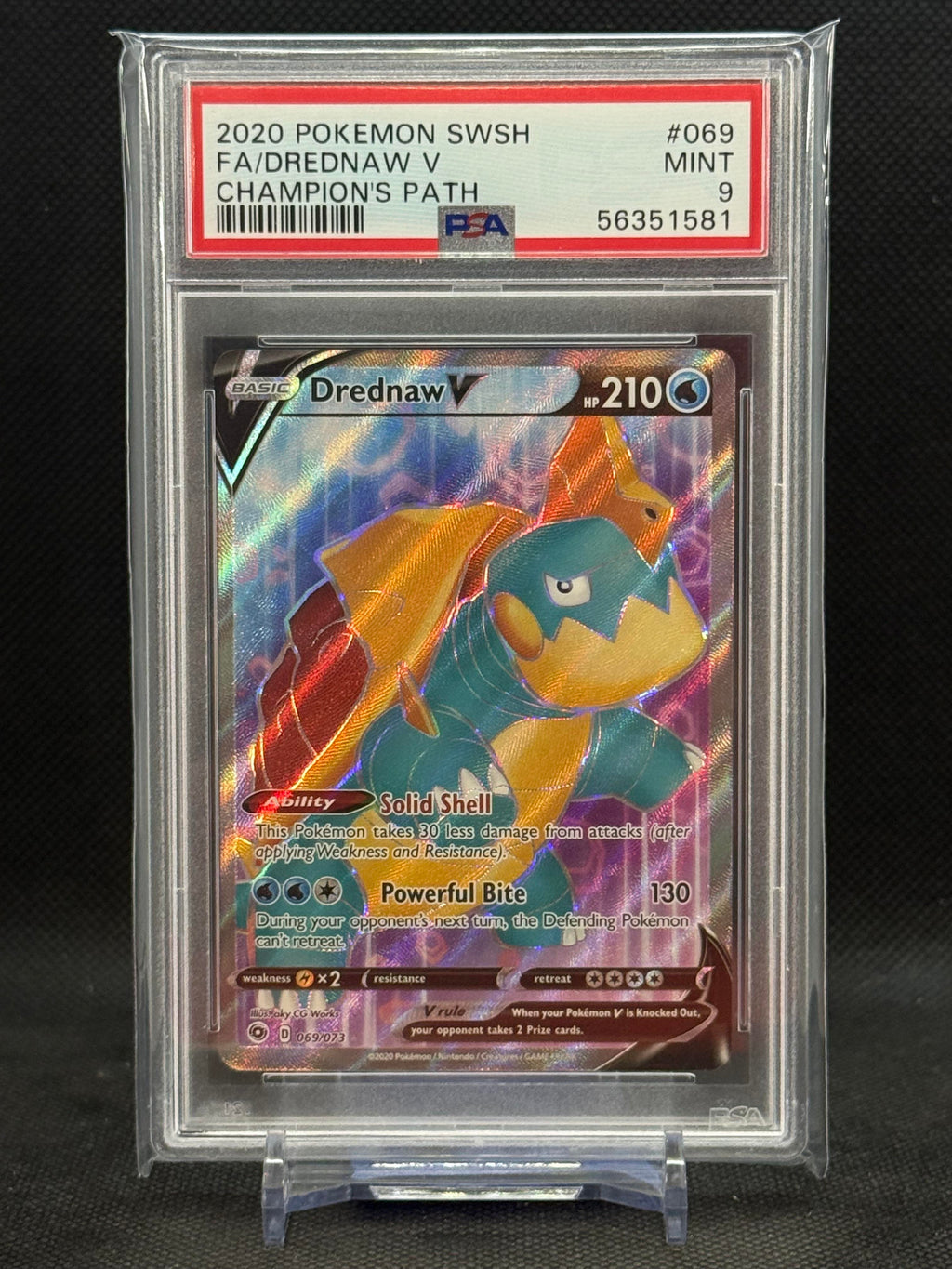 2020 Pokemon Champion'S Path #069 Fa/Drednaw V Champion'S Path PSA 9