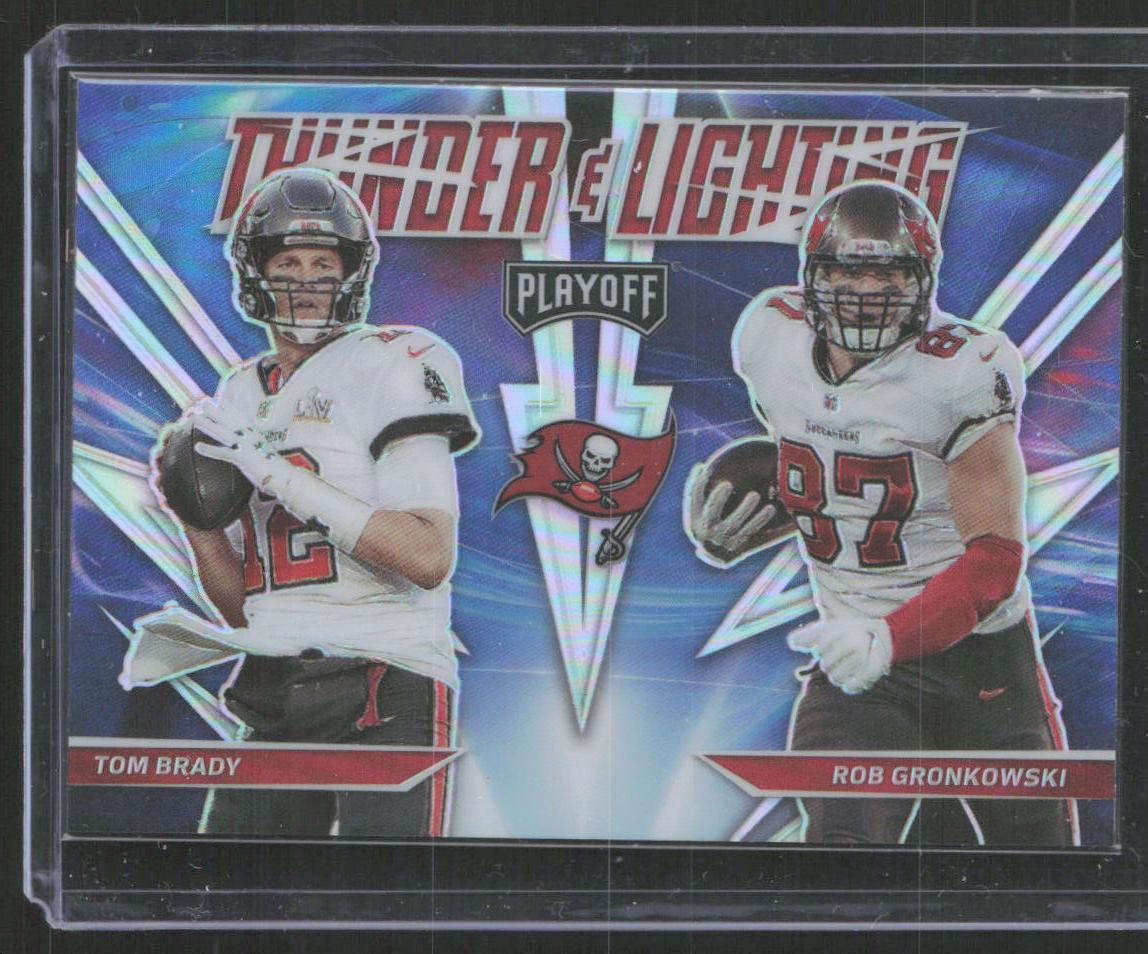 2021 Panini Playoff #TL-4 Tom Brady Rob Gronkowski Thunder Lightning Blue Prizm