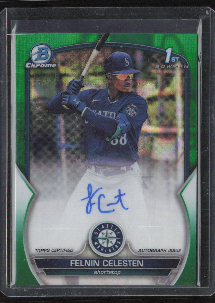2023 Bowman Chrome #CPA-FC Felnin Celesten Autographs Green Refractor #/99