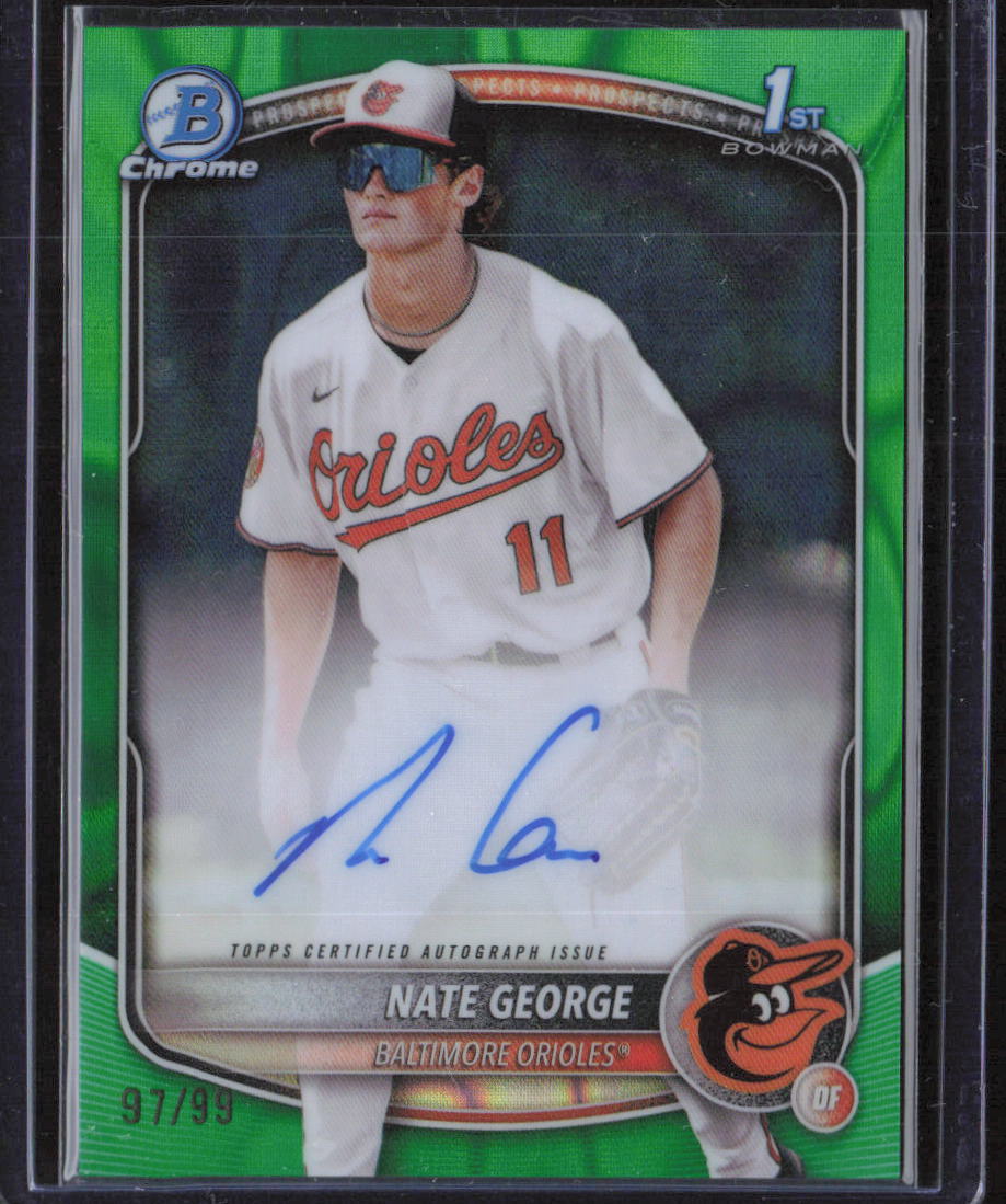 2025 Bowman Chrome #CPA-NG Nate George Prospect Autographs Green Lava #/99