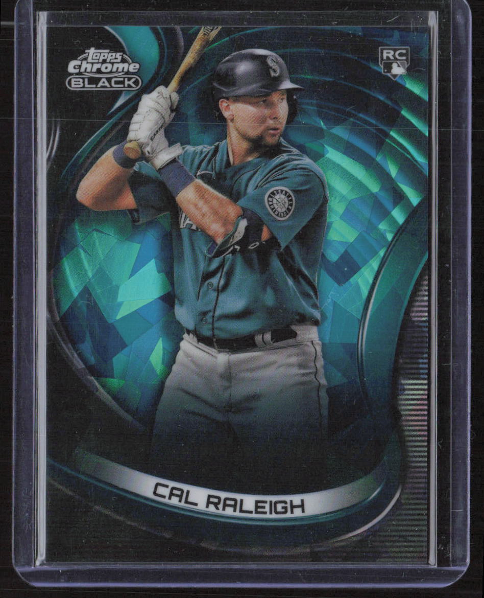 2022 Topps Chrome Black #32 Cal Raleigh Green Atomic Refractors #/99