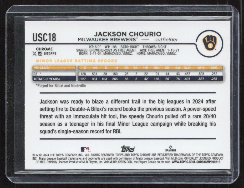 2024 Topps Chrome Update #USC18 Jackson Chourio Negative Refractors