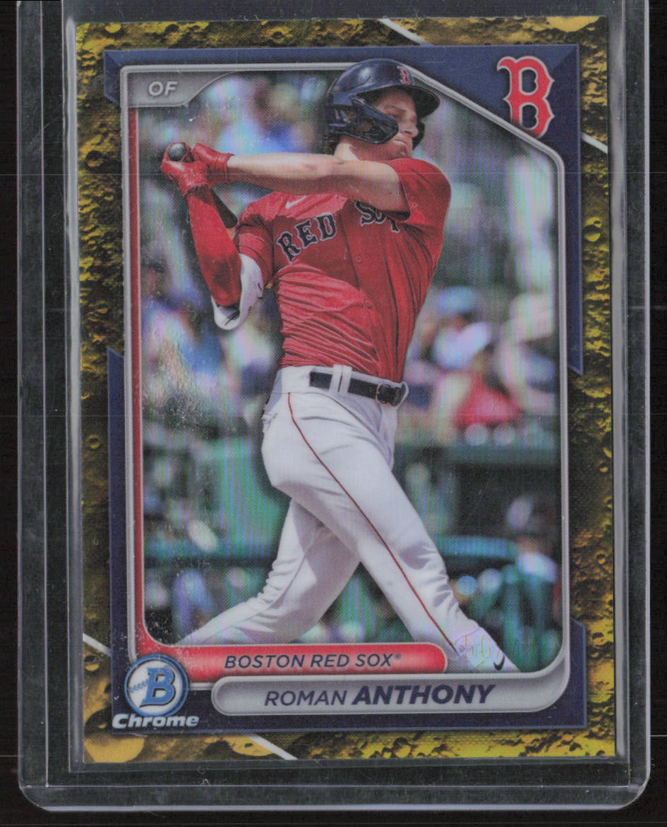 2024 Bowman Draft BDC-19 Roman Anthony Chrome Yellow Lunar Crater Refractor #/75