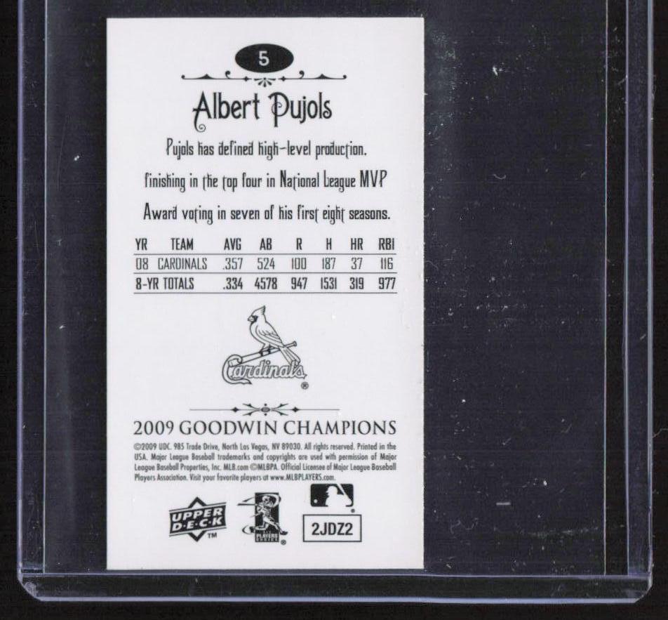 2009 Upper Deck Goodwin Champions #5 Albert Pujols Mini Foil