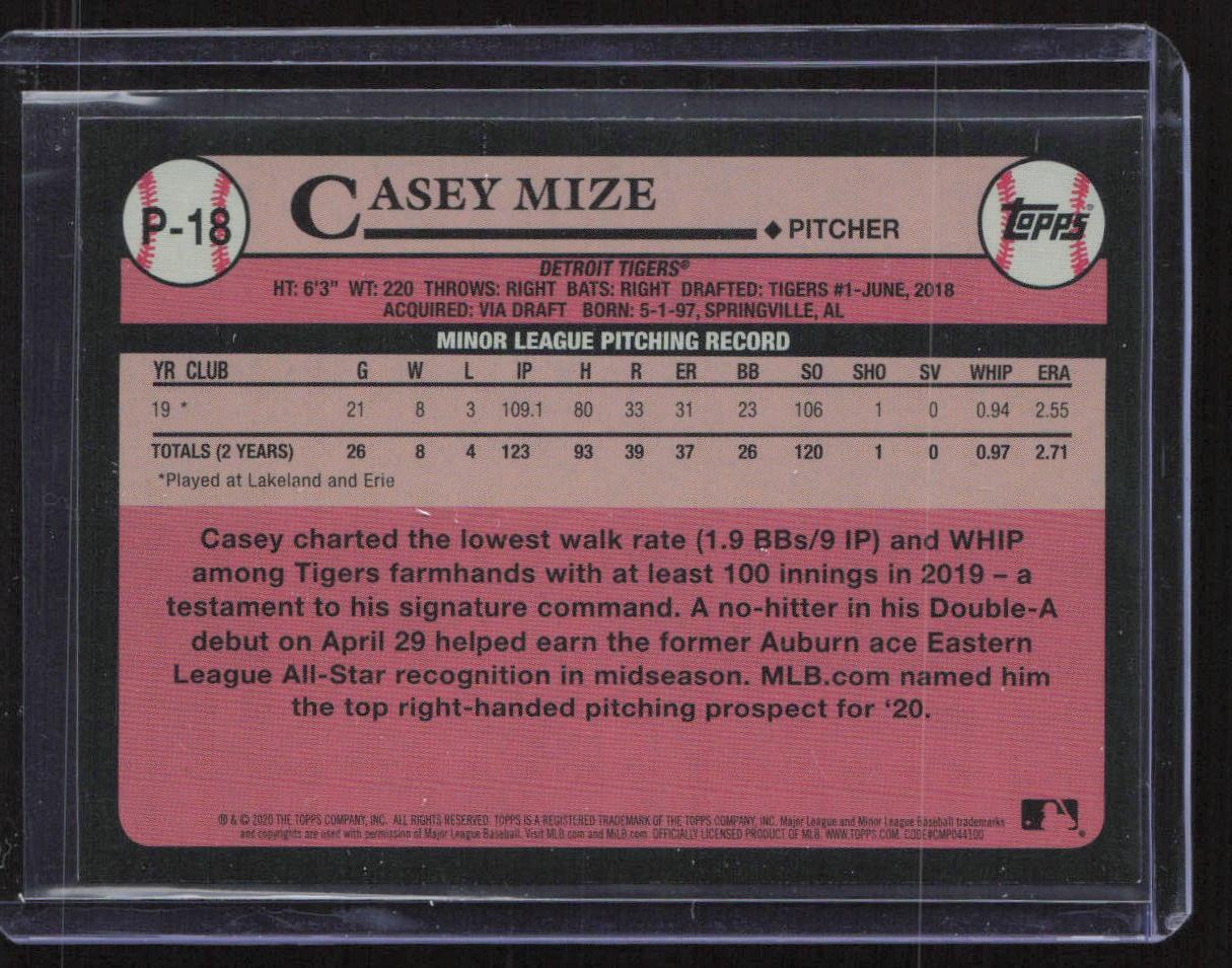 2020 Topps Update #P-18 Casey Mize Prospects