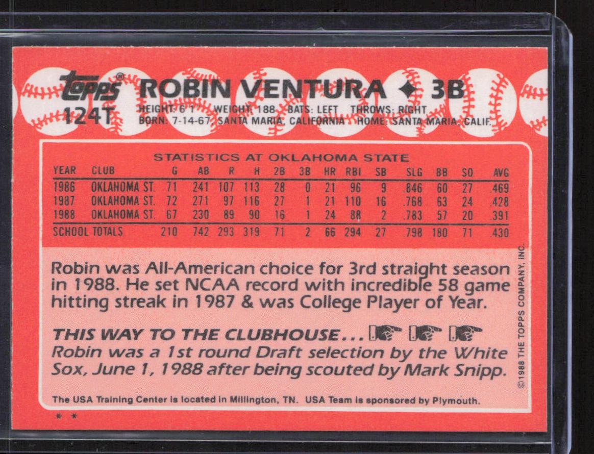 1988 Topps Traded #124T Robin Ventura Limited Edition (Tiffany)