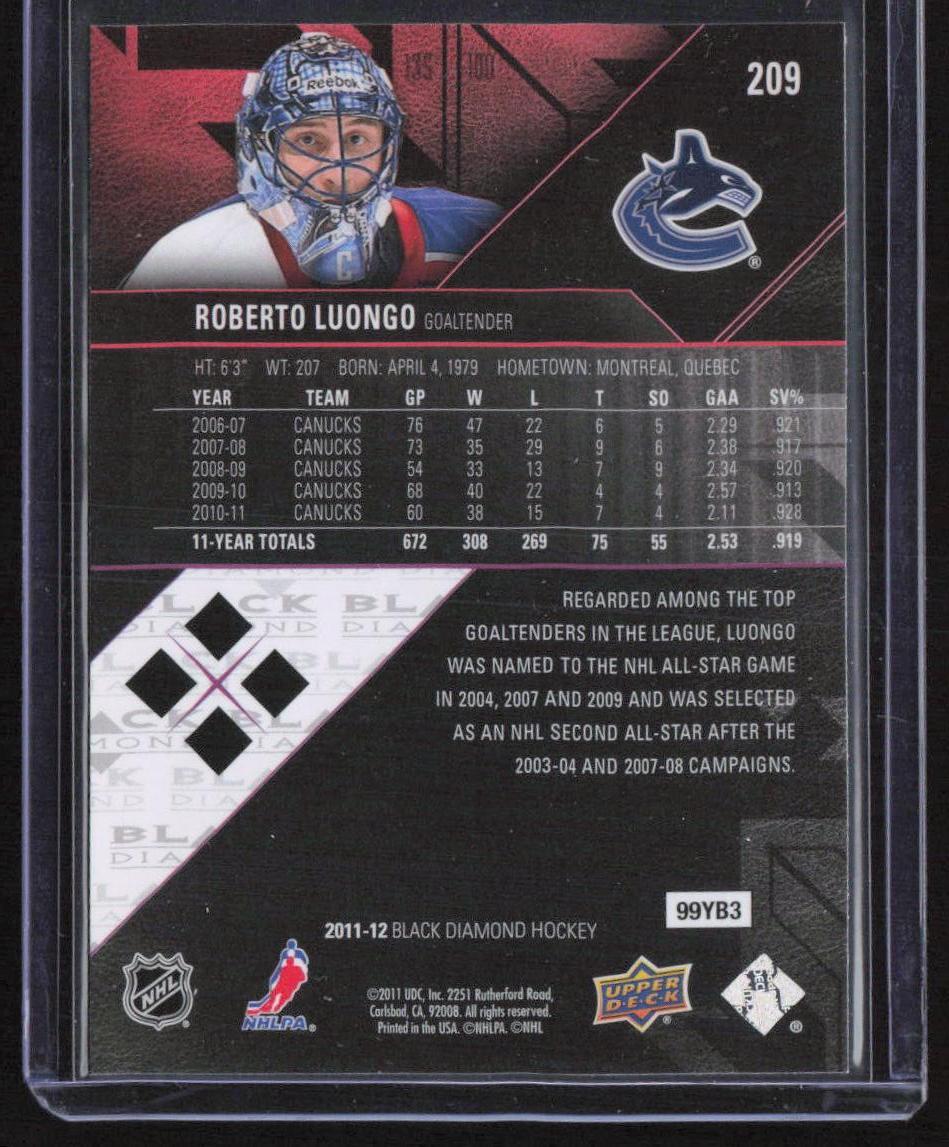 2011-12 Upper Deck Black Diamond #209 Roberto Luongo