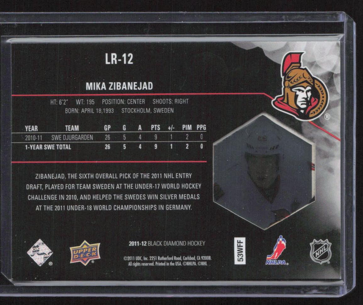 2011-12 Upper Deck Black Diamond #LR-12 Mika Zibanejad Lustrous Rookies