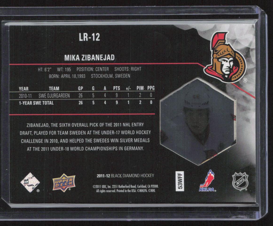 2011-12 Upper Deck Black Diamond #LR-12 Mika Zibanejad Lustrous Rookies