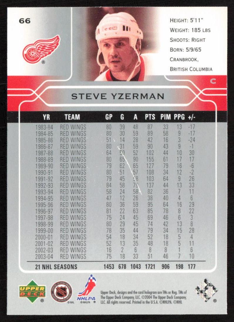 2004-05 Upper Deck #66 Steve Yzerman