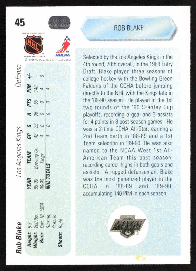 1990-91 Upper Deck #45 Rob Blake