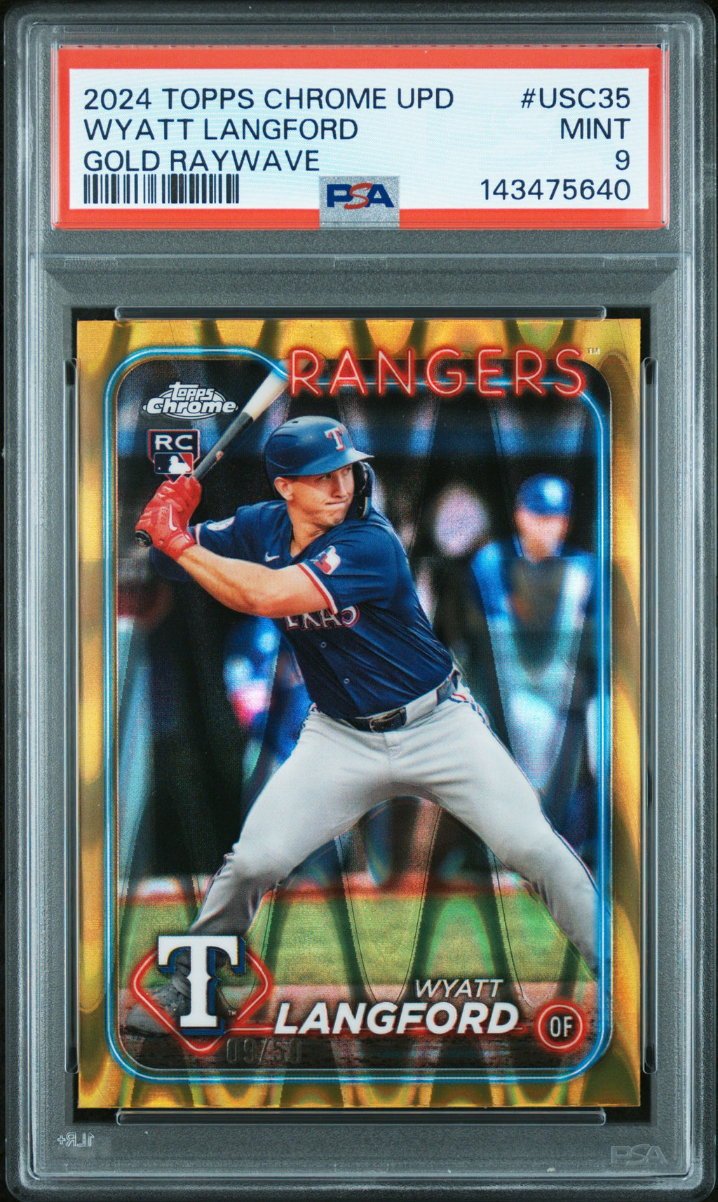 2024 Topps Chrome Update #USC35 Wyatt Langford Gold RayWave PSA 9 #/50