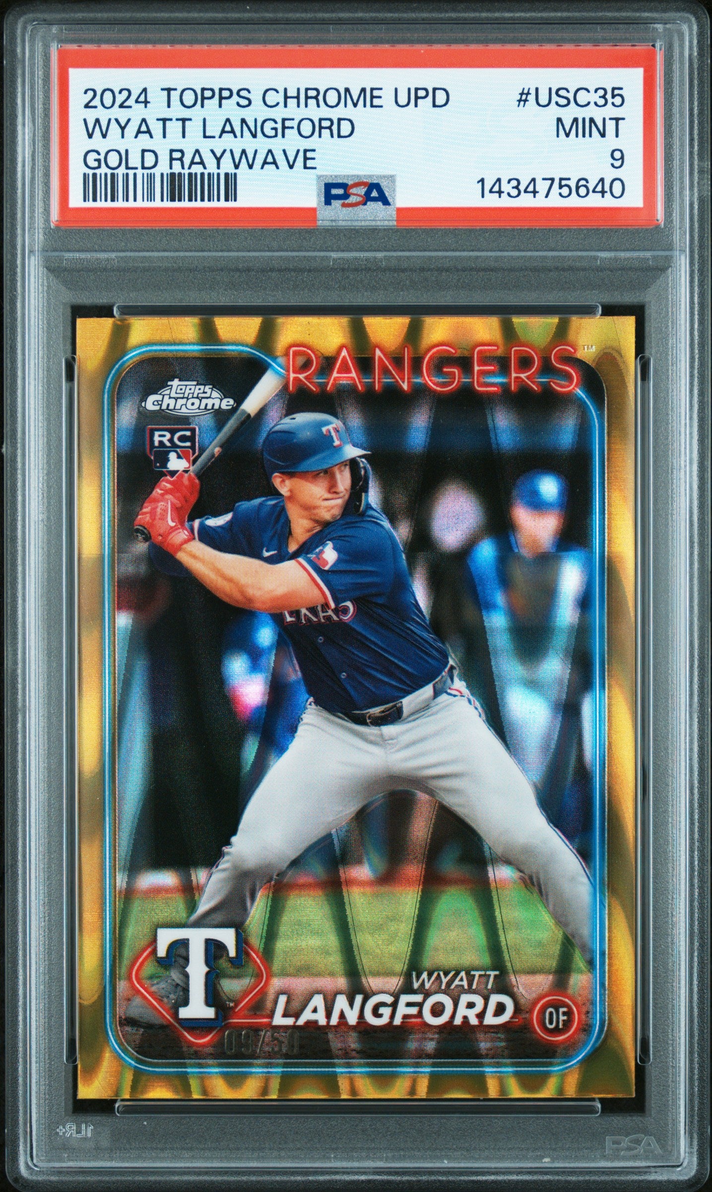 2024 Topps Chrome Update #USC35 Wyatt Langford Gold RayWave PSA 9 #/50