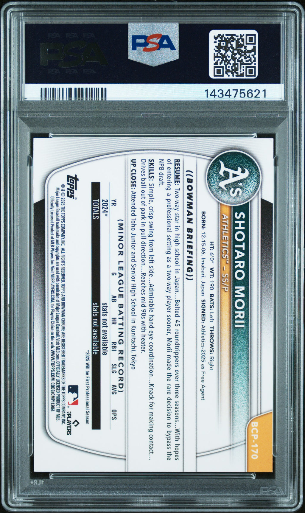 2025 Bowman Chrome #BCP-170 Shotaro Morii Prospects Pulsar PSA 9 #/399
