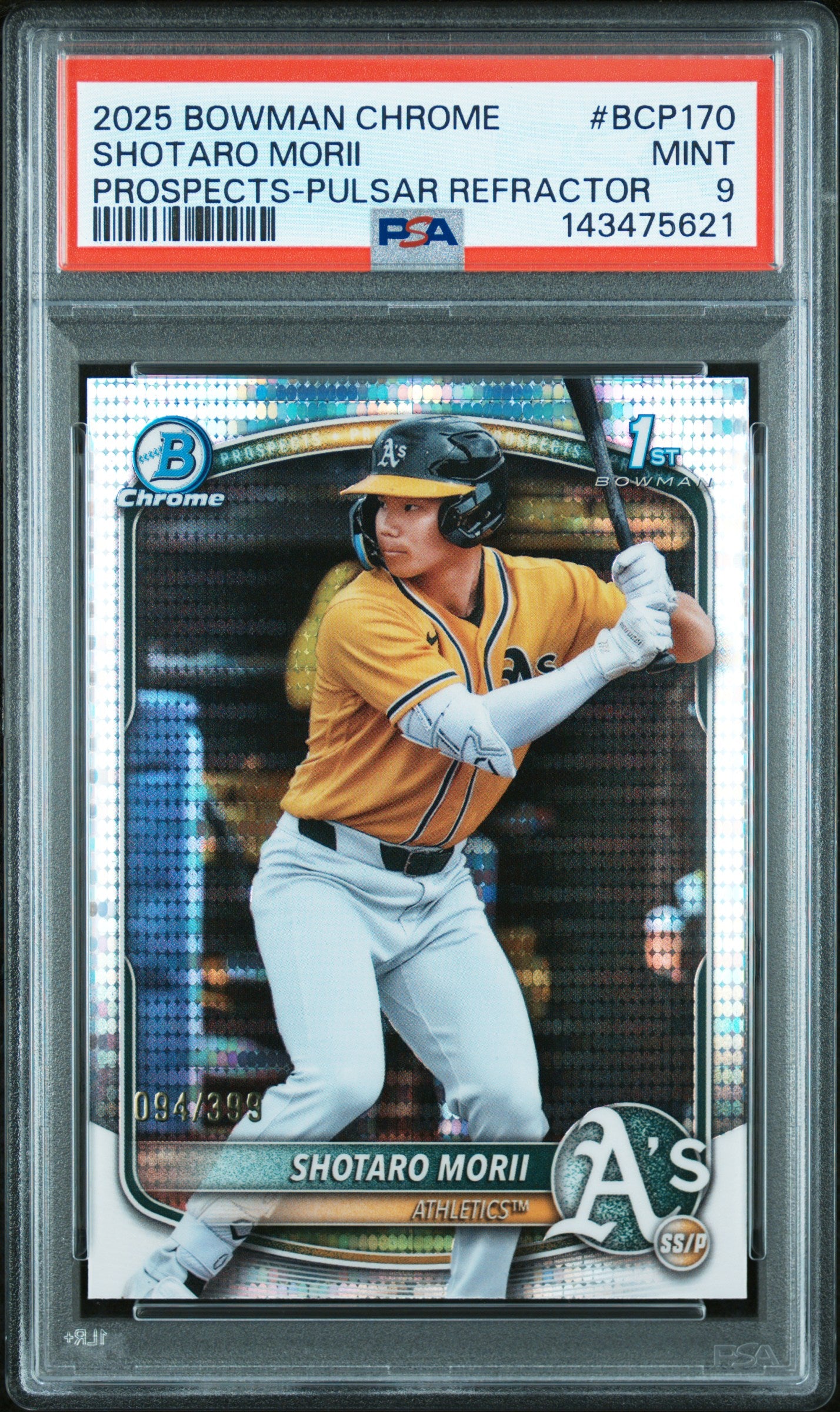 2025 Bowman Chrome #BCP-170 Shotaro Morii Prospects Pulsar PSA 9 #/399