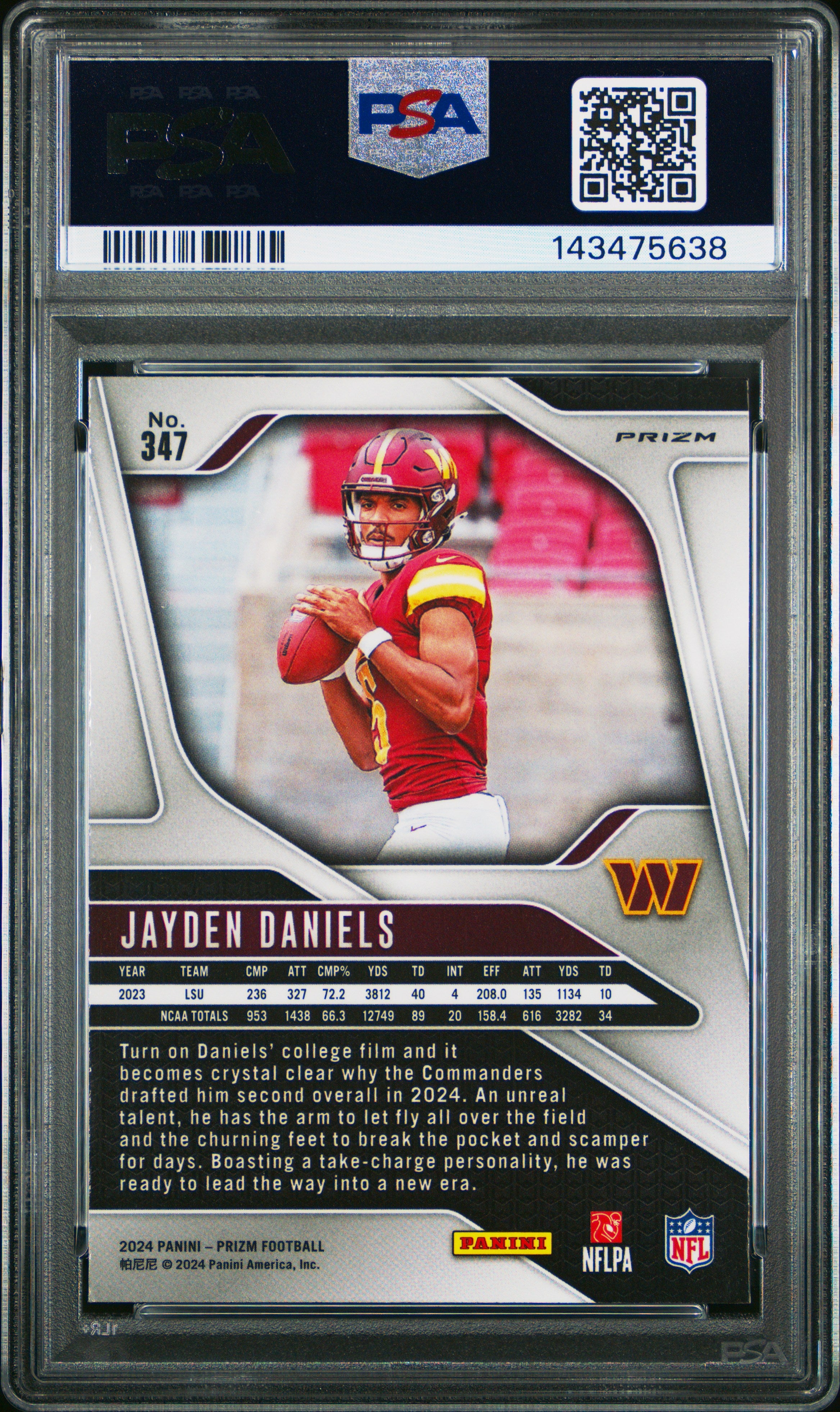 2024 Panini Prizm #347 Jayden Daniels Orange Ice PSA 9
