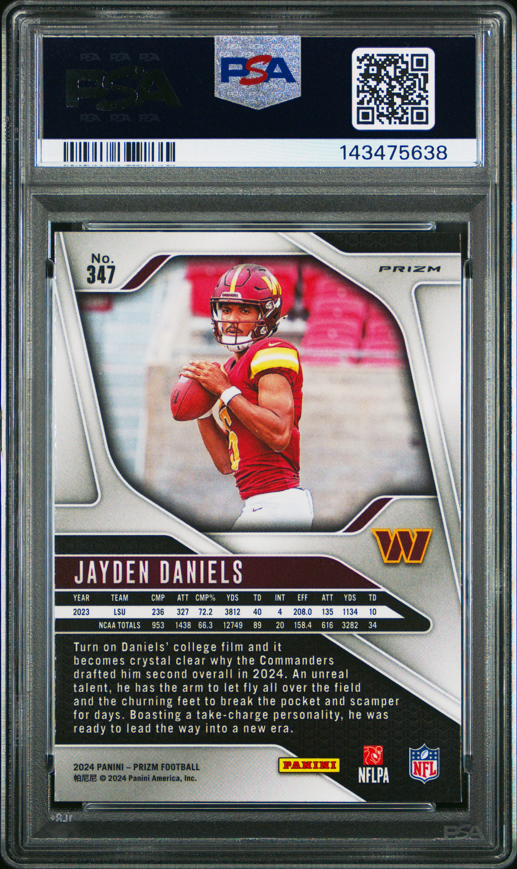2024 Panini Prizm #347 Jayden Daniels Orange Ice PSA 9