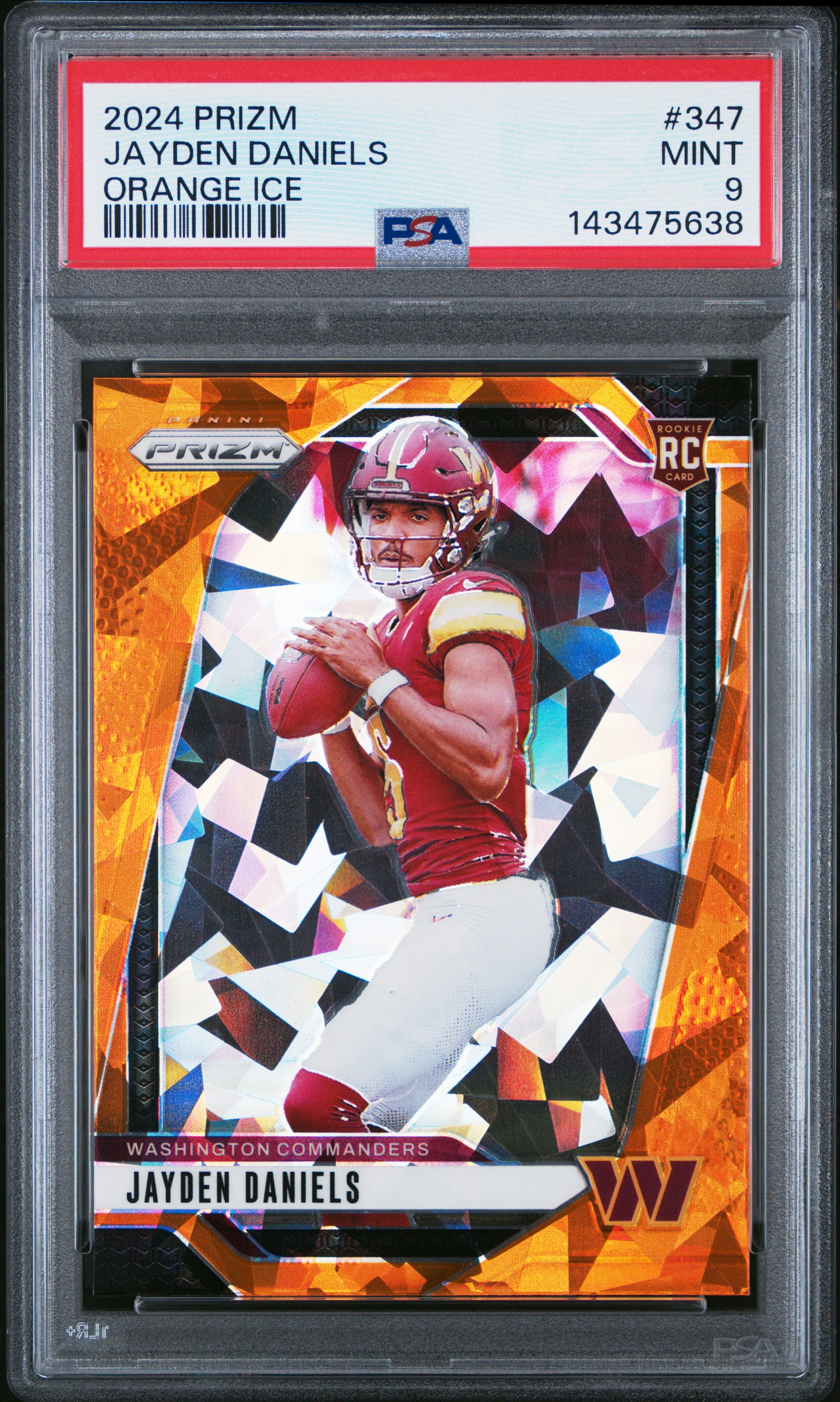 2024 Panini Prizm #347 Jayden Daniels Orange Ice PSA 9