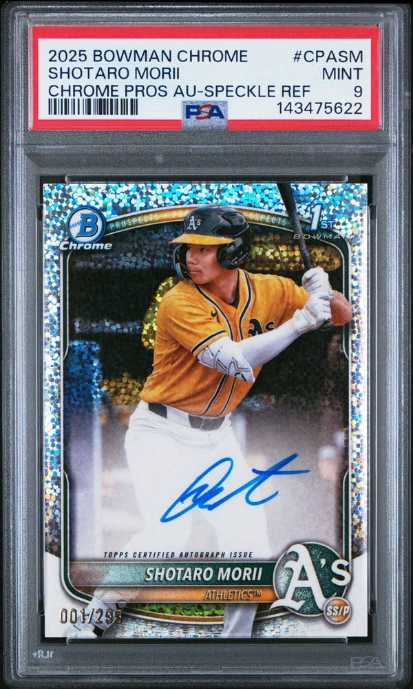 2025 Bowman Chrome #CPA-SM Shotaro Morii Prospect Autographs Speckle PSA 9 #/299