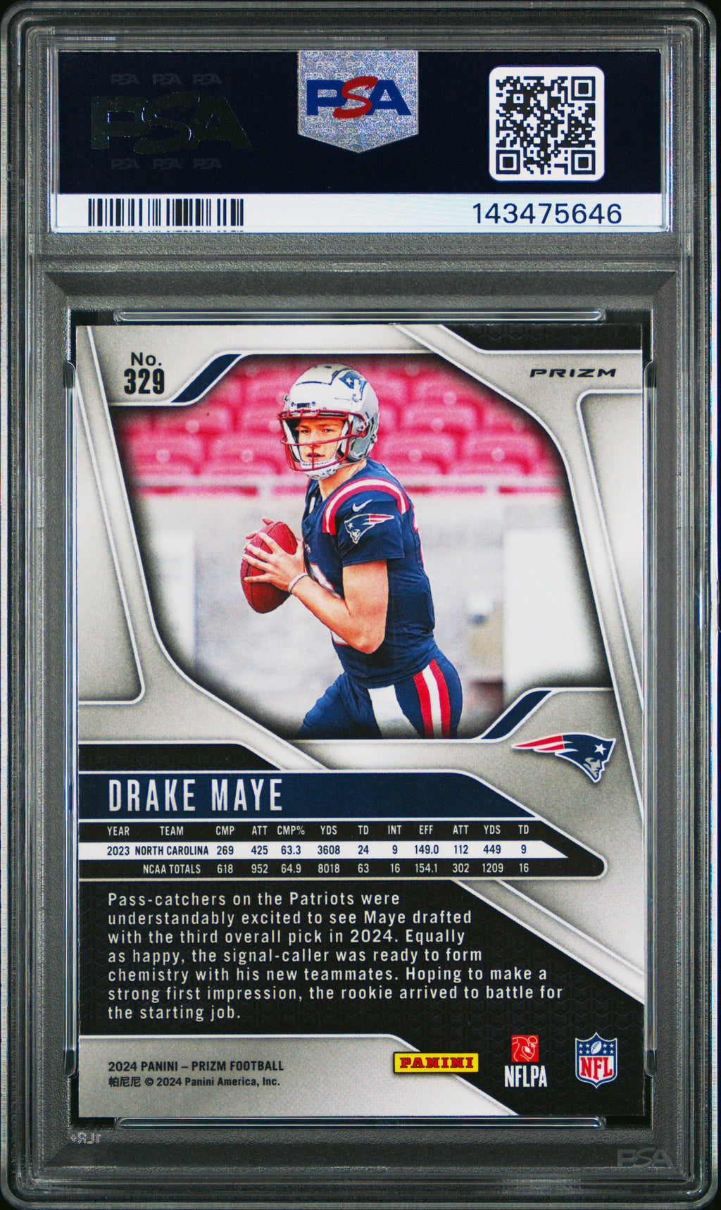 2024 Panini Prizm #329 Drake Maye Silver PSA 10