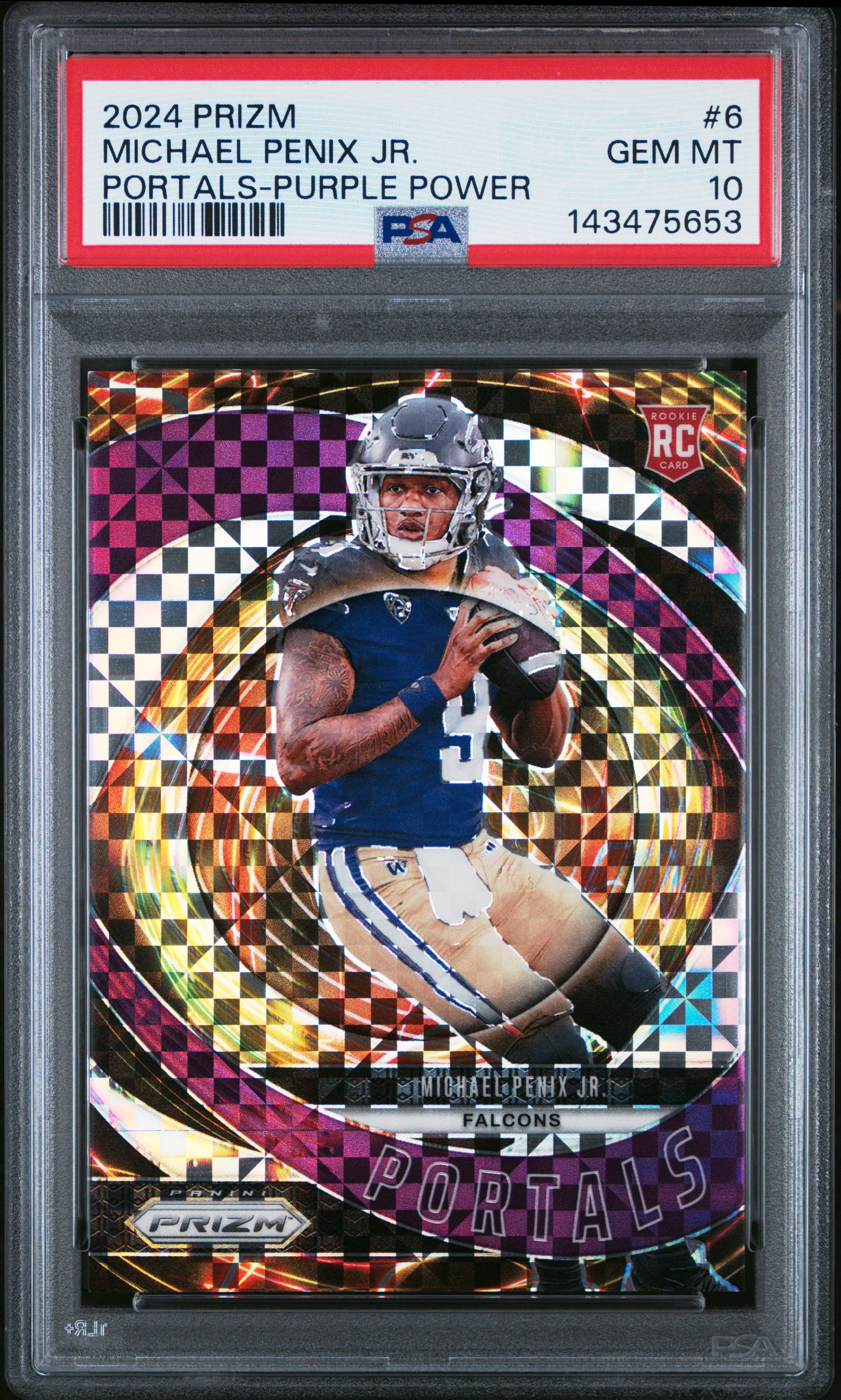 2024 Panini Prizm #6 Michael Penix Jr. Portals Purple Power Prizm PSA 10