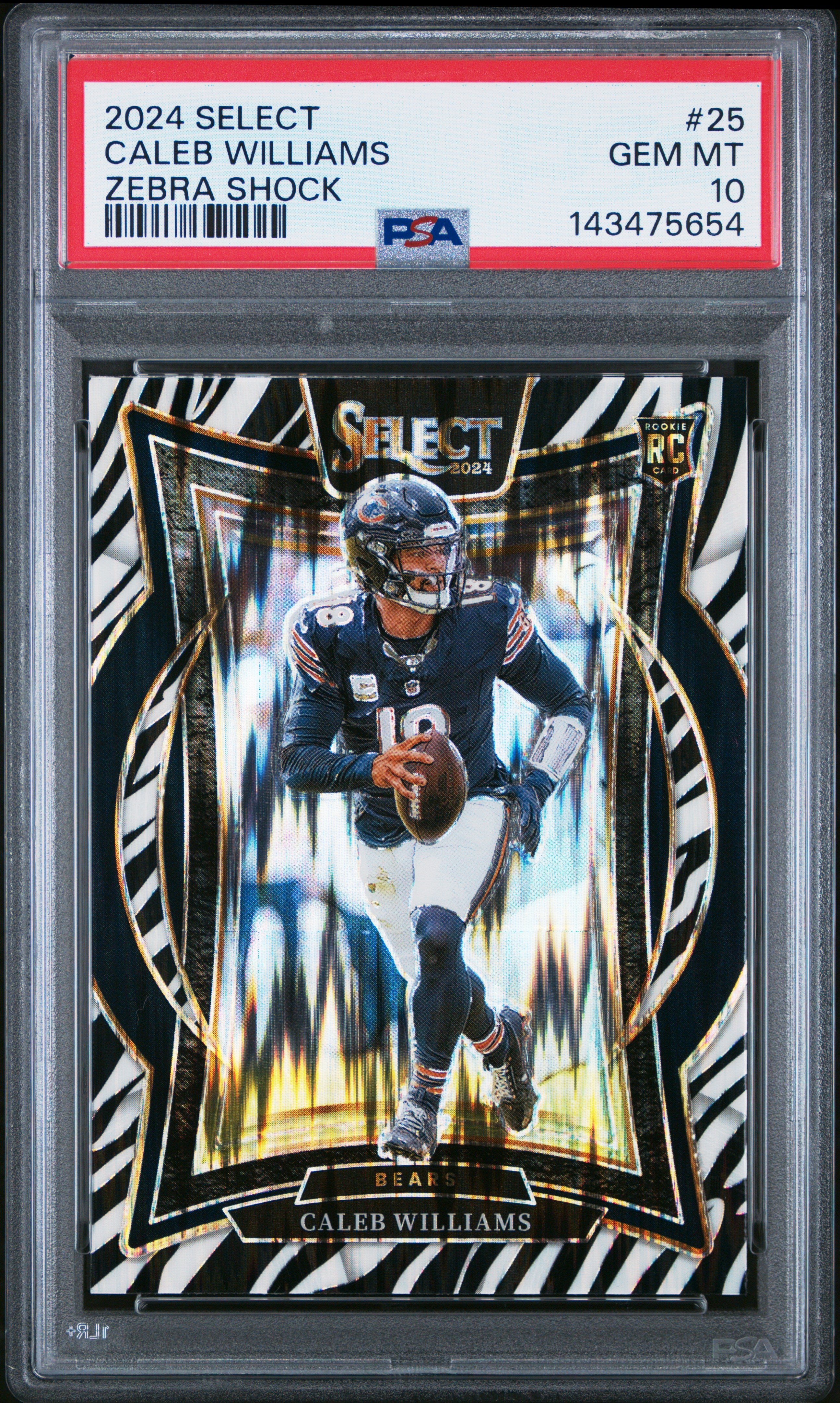 2024 Panini Select #25 Caleb Williams Zebra Prizm Shock PSA 10