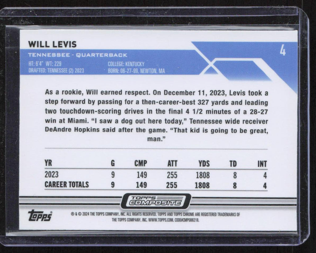 2023 Topps Composite #4 Will Levis Topps Chrome Sepia Refractor