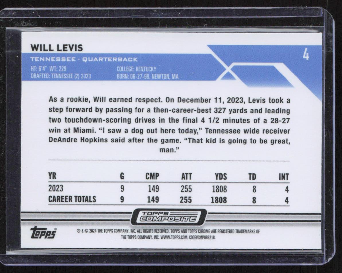 2023 Topps Composite #4 Will Levis Topps Chrome Sepia Refractor