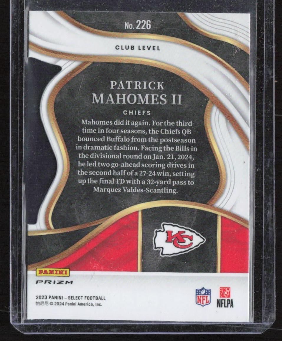 2023 Panini Select #226 Patrick Mahomes II Red and Yellow Prizms Die Cuts